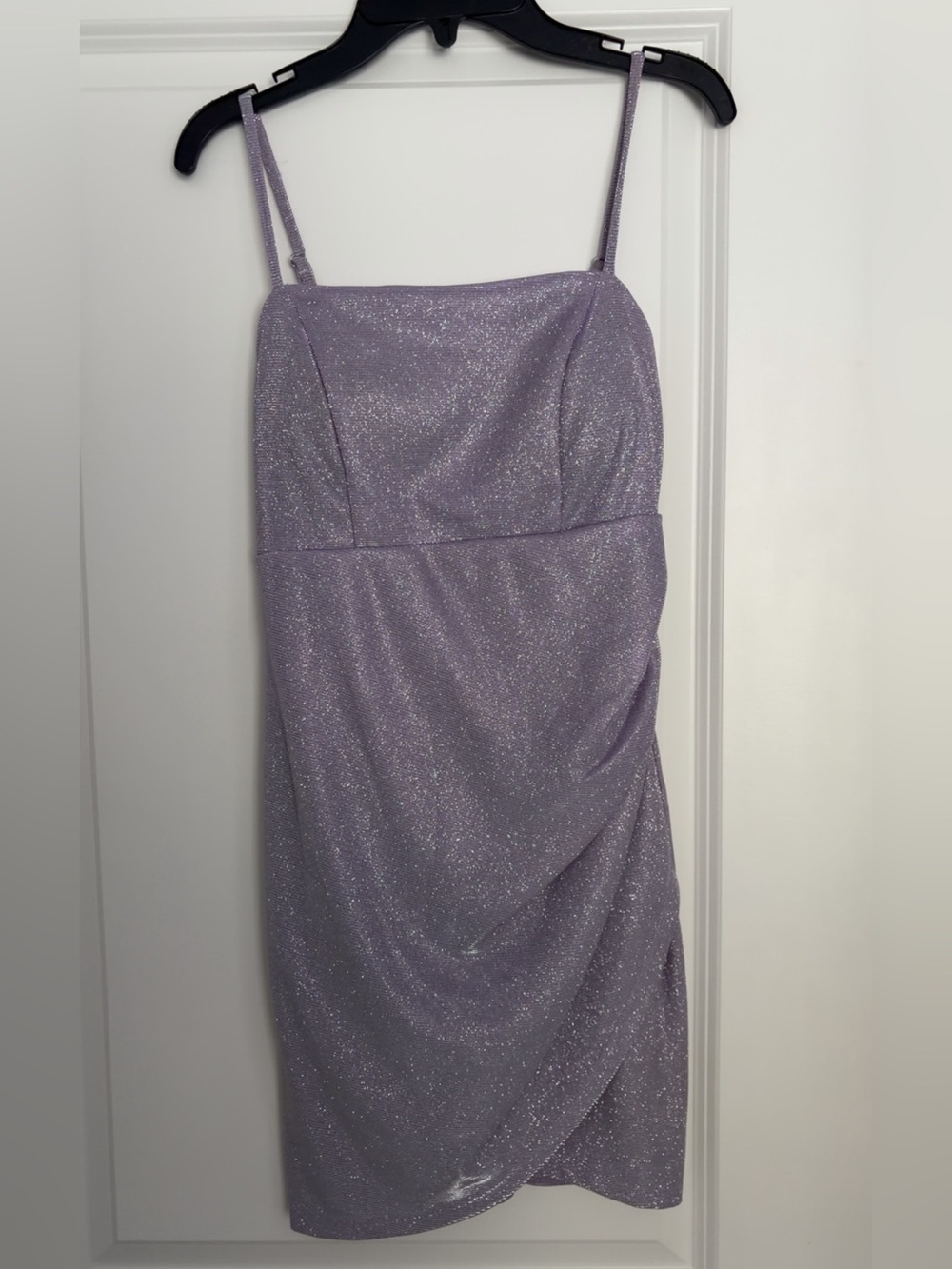 Lilac Glitter Mini Dress with Spaghetti Straps